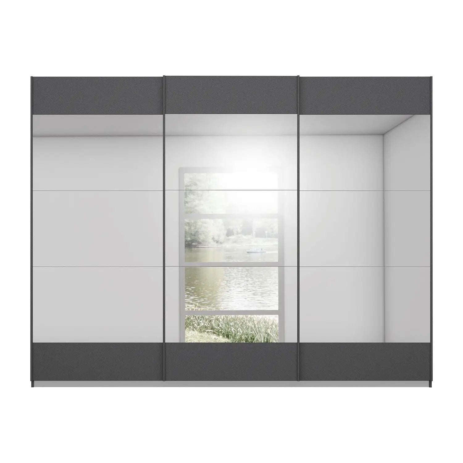 Mali 3 Sliding door Wardrobe with Mirror - Graphite