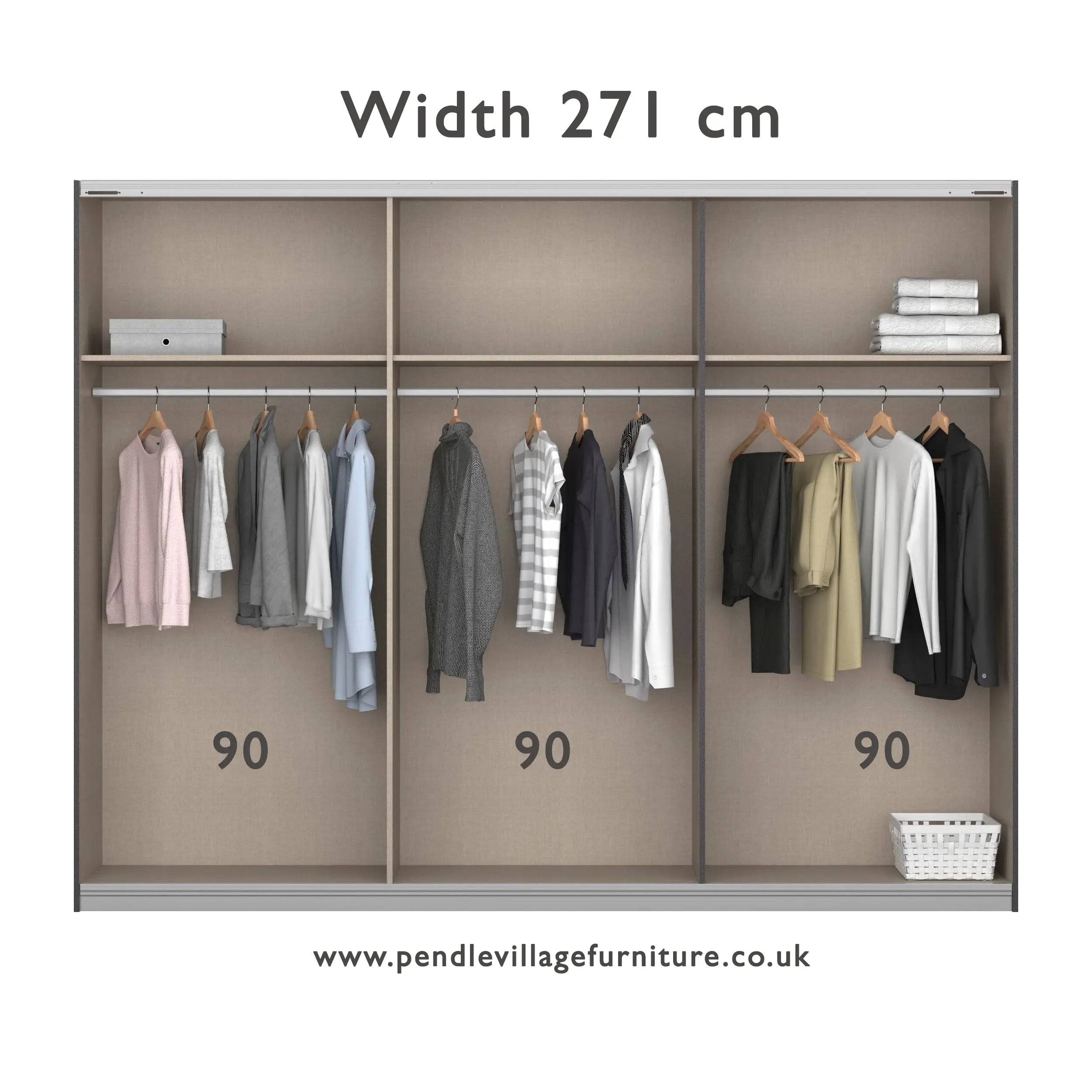 Mali 3 Sliding door Wardrobe with Mirror - Silk Grey