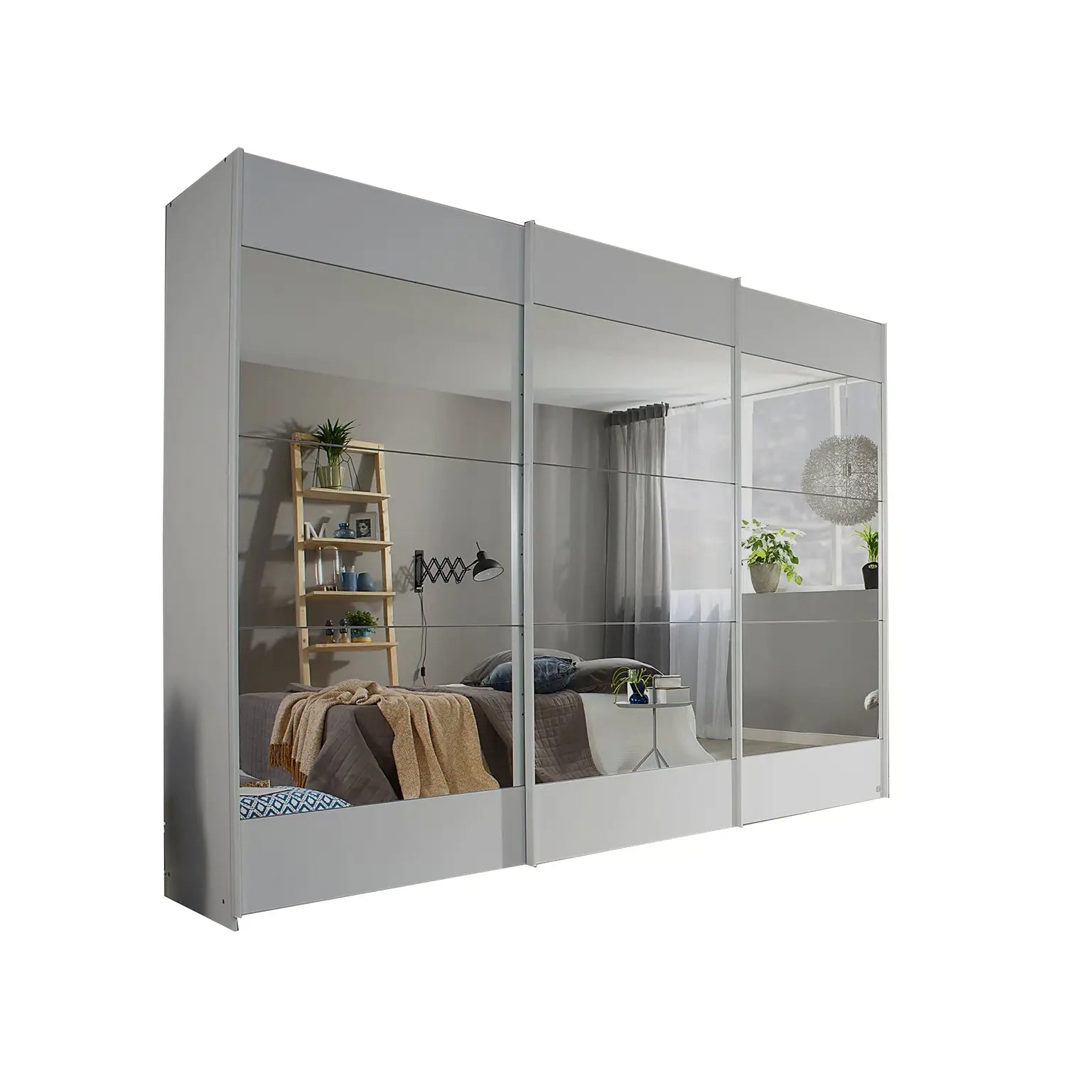 Mali 3 Sliding door Wardrobe with Mirror - White