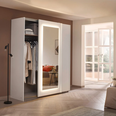 Arezzo Alpine White 2 Door Sliding Wardrobe With integrated LED Lighting