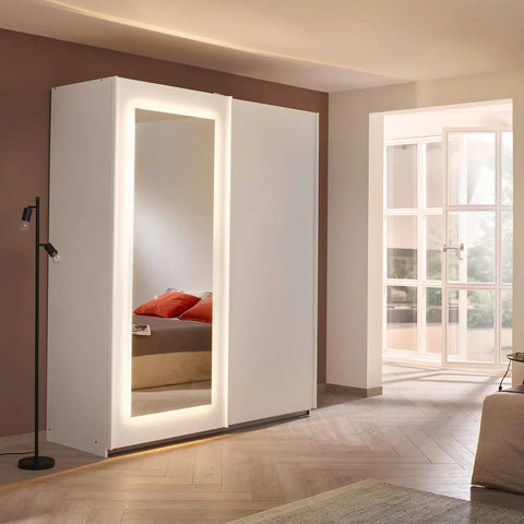 Arezzo Alpine White 2 Door Sliding Wardrobe With integrated LED Lighting