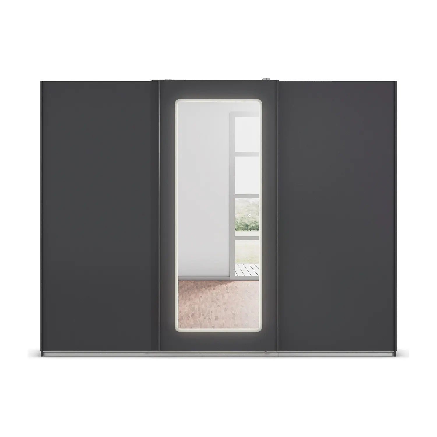 Arezzo Graphite 2 Door Sliding Wardrobe With Integrated LED Lighting