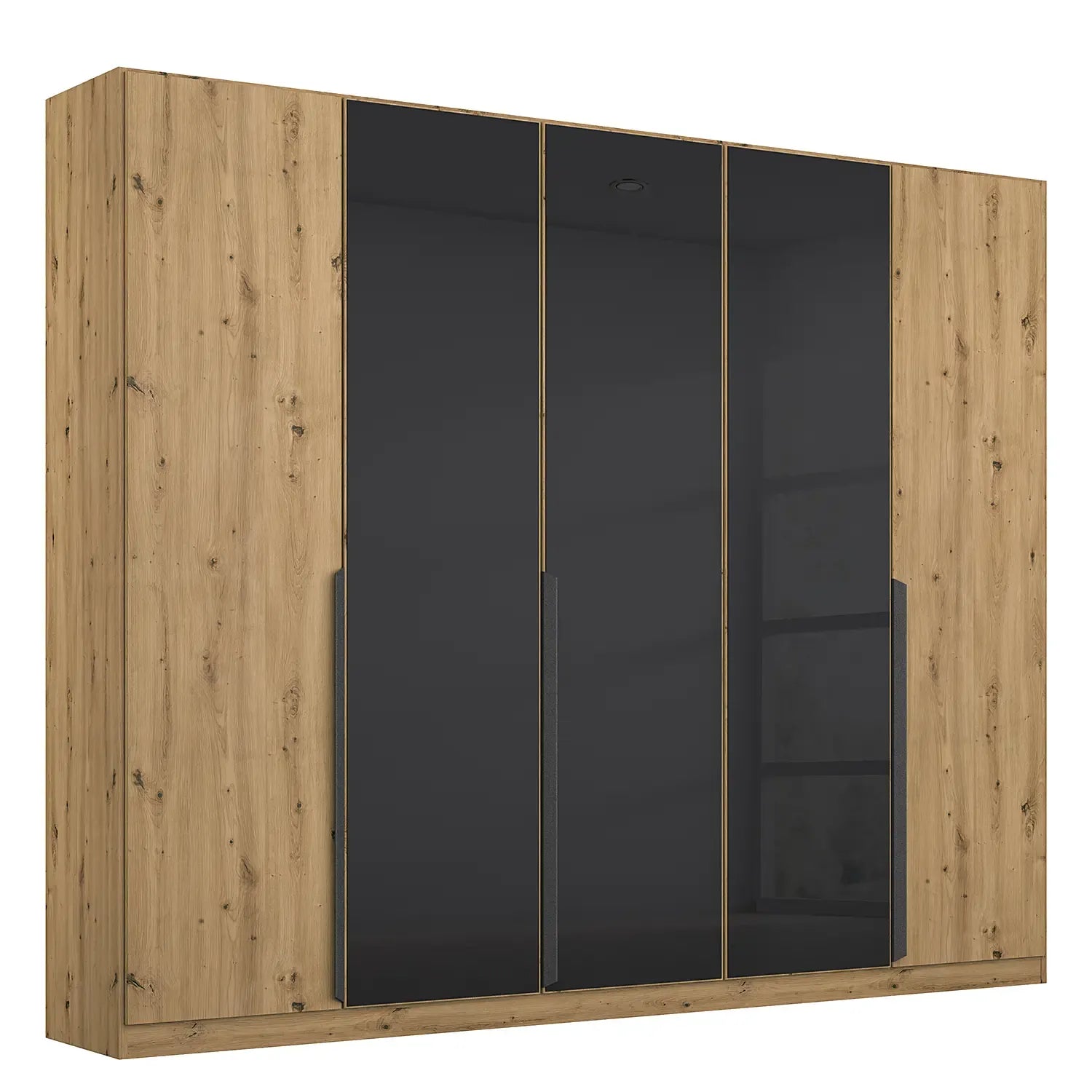 Artemis Oak & Champagne Glass 5 Door Hinged Wardrobe- 226cm