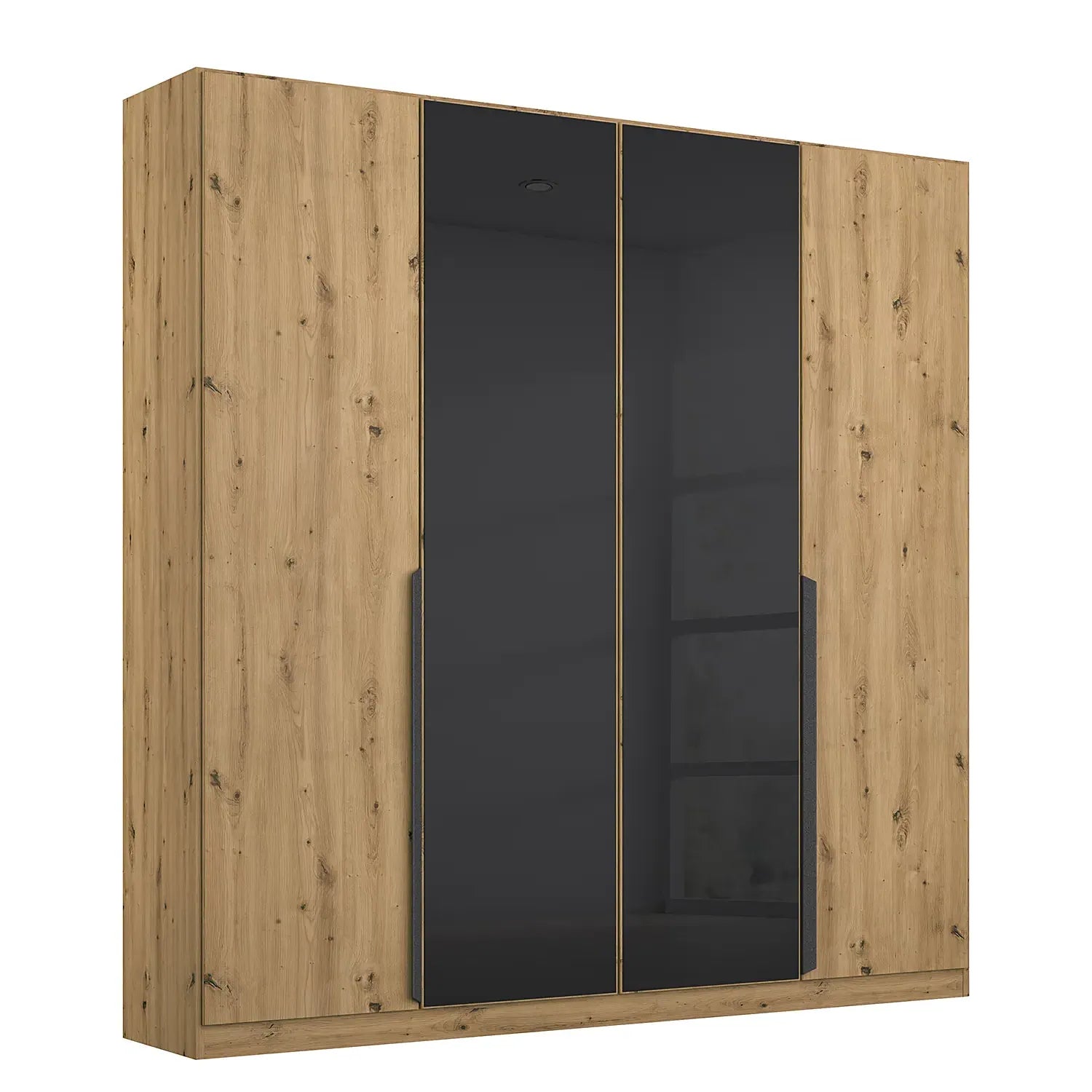 Artemis Oak & Champagne Glass 4 Door Hinged Wardrobe