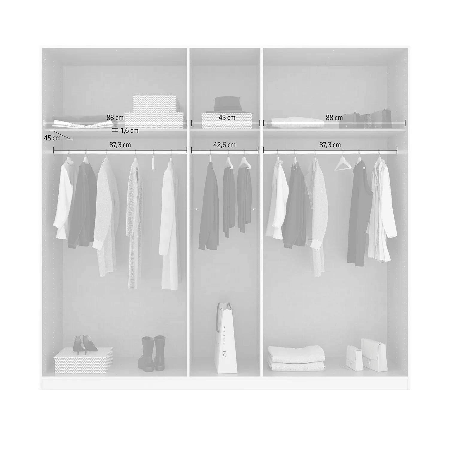 Artemis 5 Door Hinged Wardrobe - 226cm