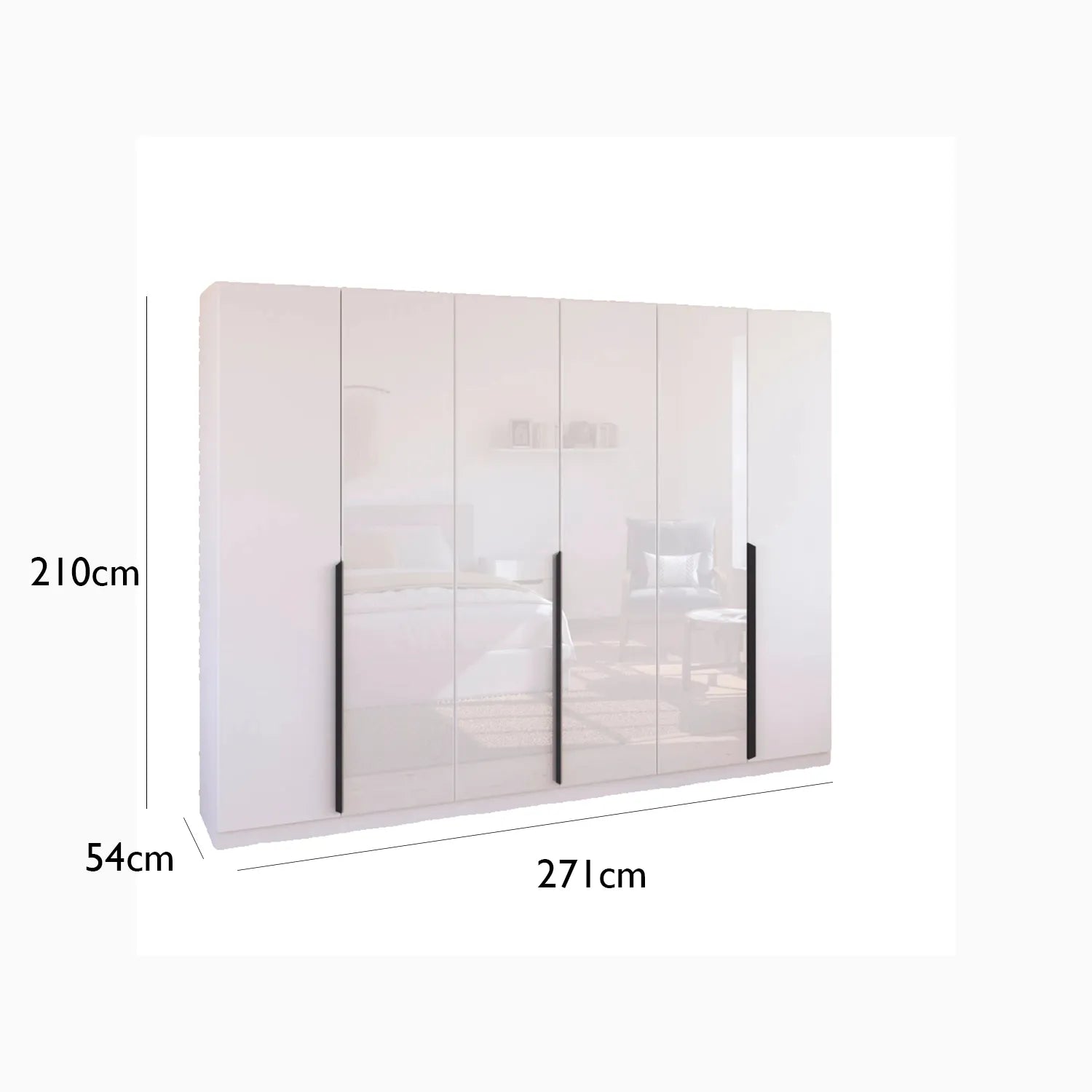 Artemis 6 Door Hinged Wardrobe - 271cm