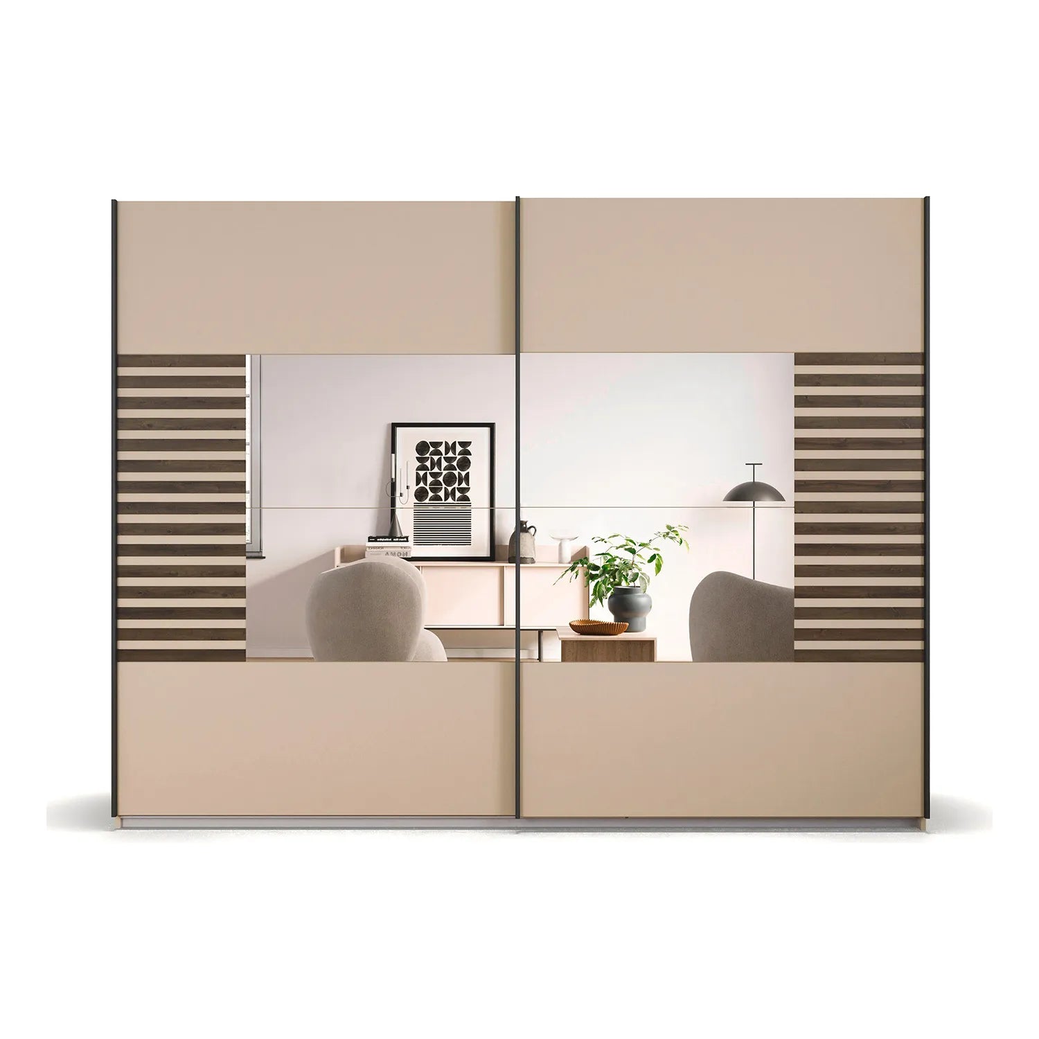 Rauch Barea Champagne Sliding Door Wardrobe With Mirror