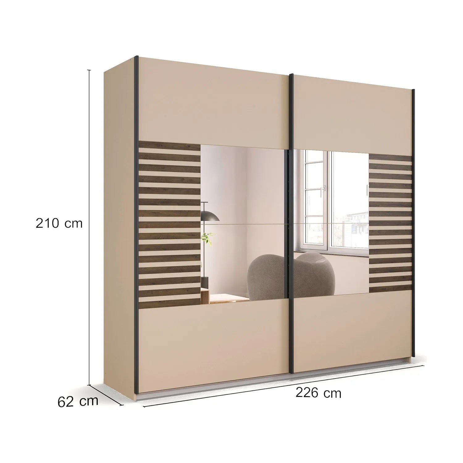 Rauch Barea Champagne Sliding Door Wardrobe With Mirror