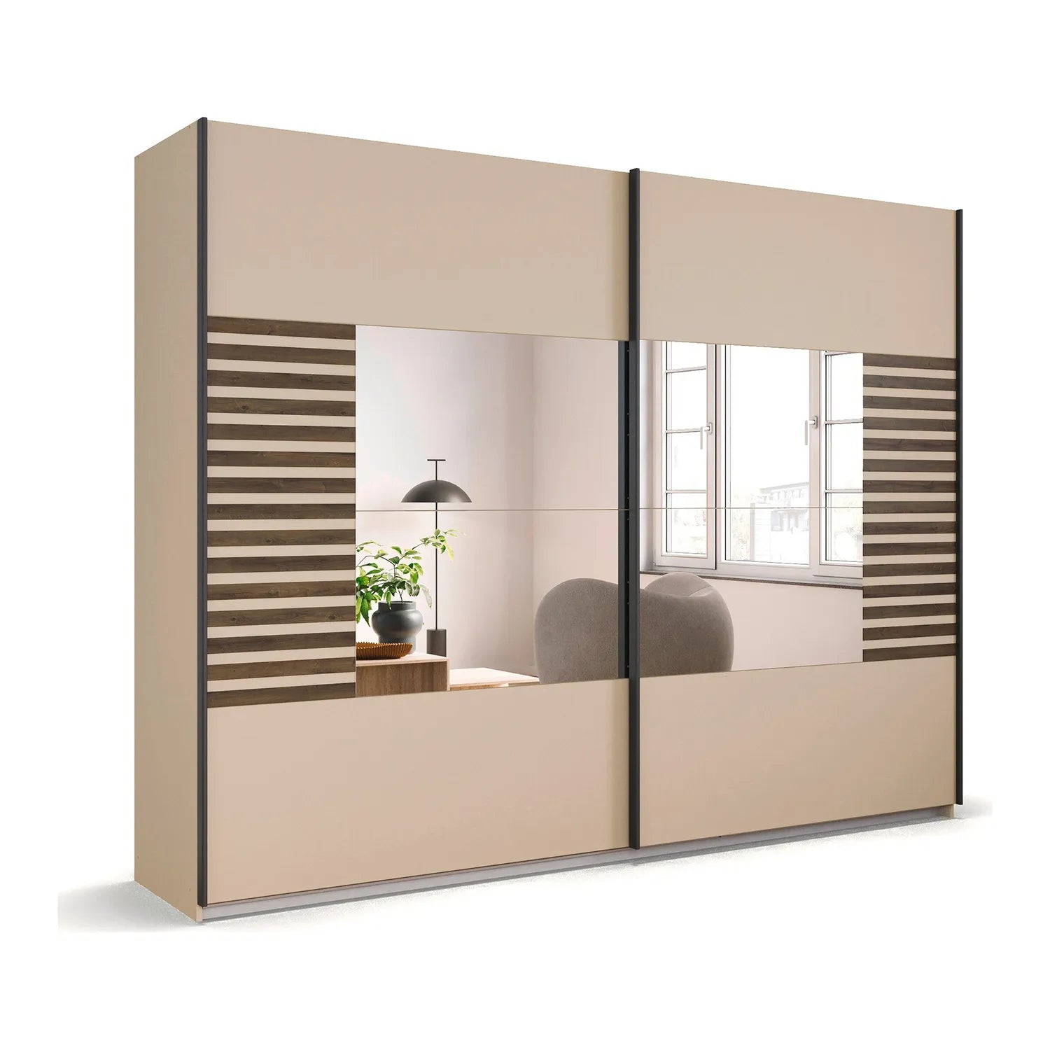 Rauch Barea Champagne Sliding Door Wardrobe With Mirror