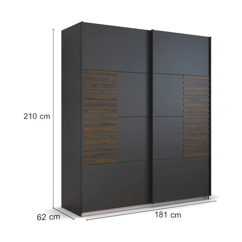 Vestro Metallic Grey Sliding Door Wardrobe - W181cm