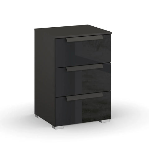 Rauch Perth 3 Drawer Basalt Glass Bedside Table