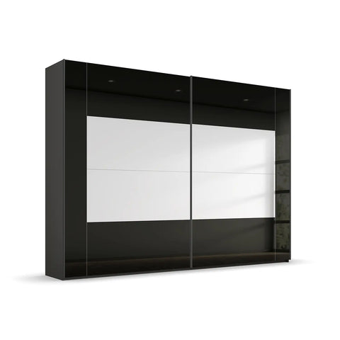 Rauch Basalt Glass Rio 316cm 2 Door Sliding Wardrobe, Dimensions: Width: 226cm, Height Available in 223cm and 235cm, Depth:68cm - Side View