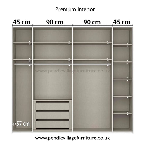 Rauch Basalt Glass Rio 271cm 2 Door Sliding Wardrobe, Dimensions: Width: 226cm, Height Available in 223cm and 235cm, Depth:68cm - Premium Interior