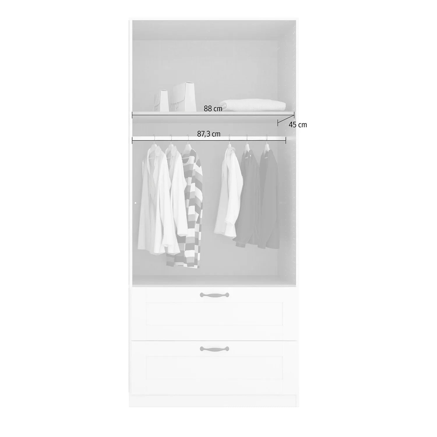 Rauch Cottage 91cm White 2 Door Wardrobe with Drawers