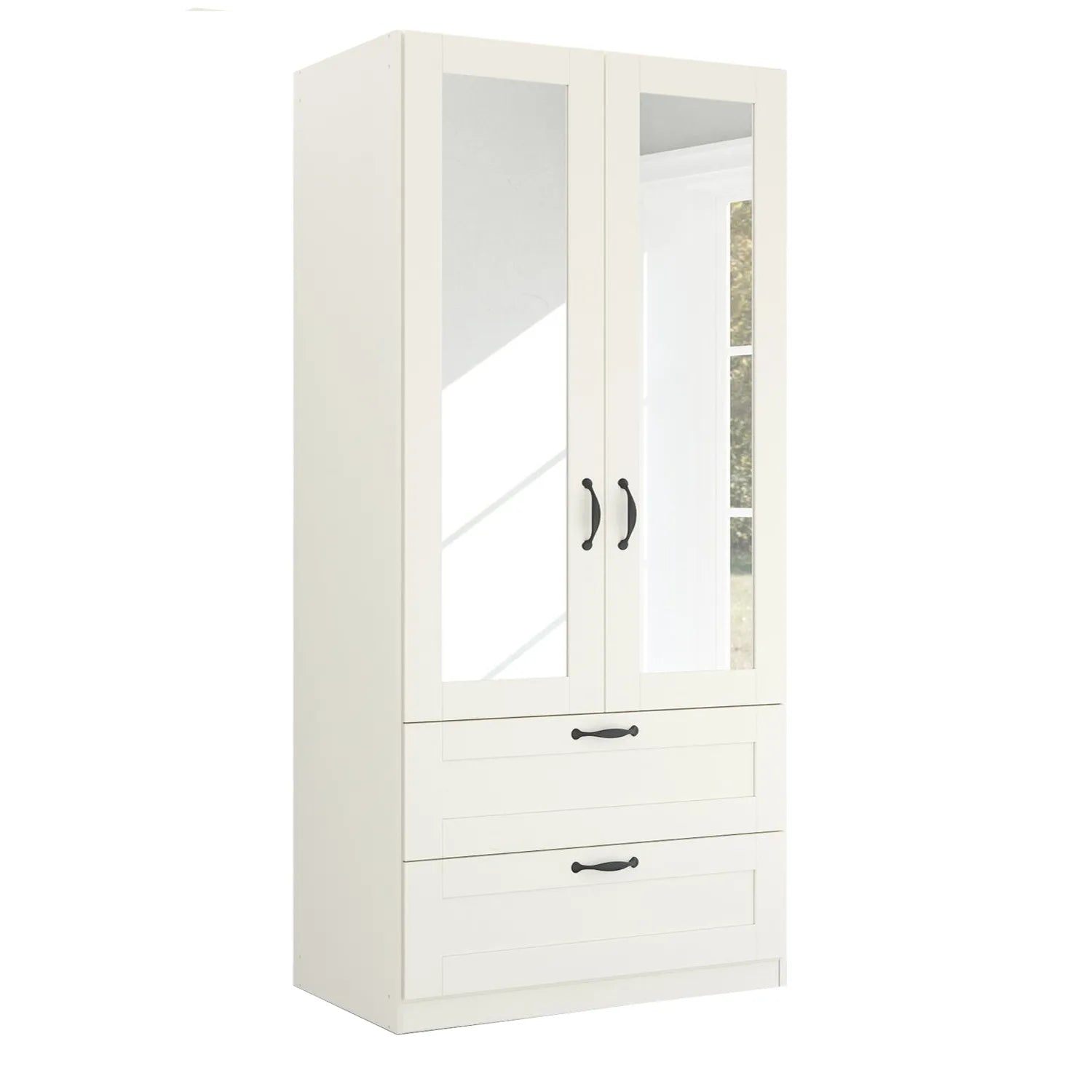 Rauch Cottage Small 2 Door Hinged Combi Wardrobe with Mirrors