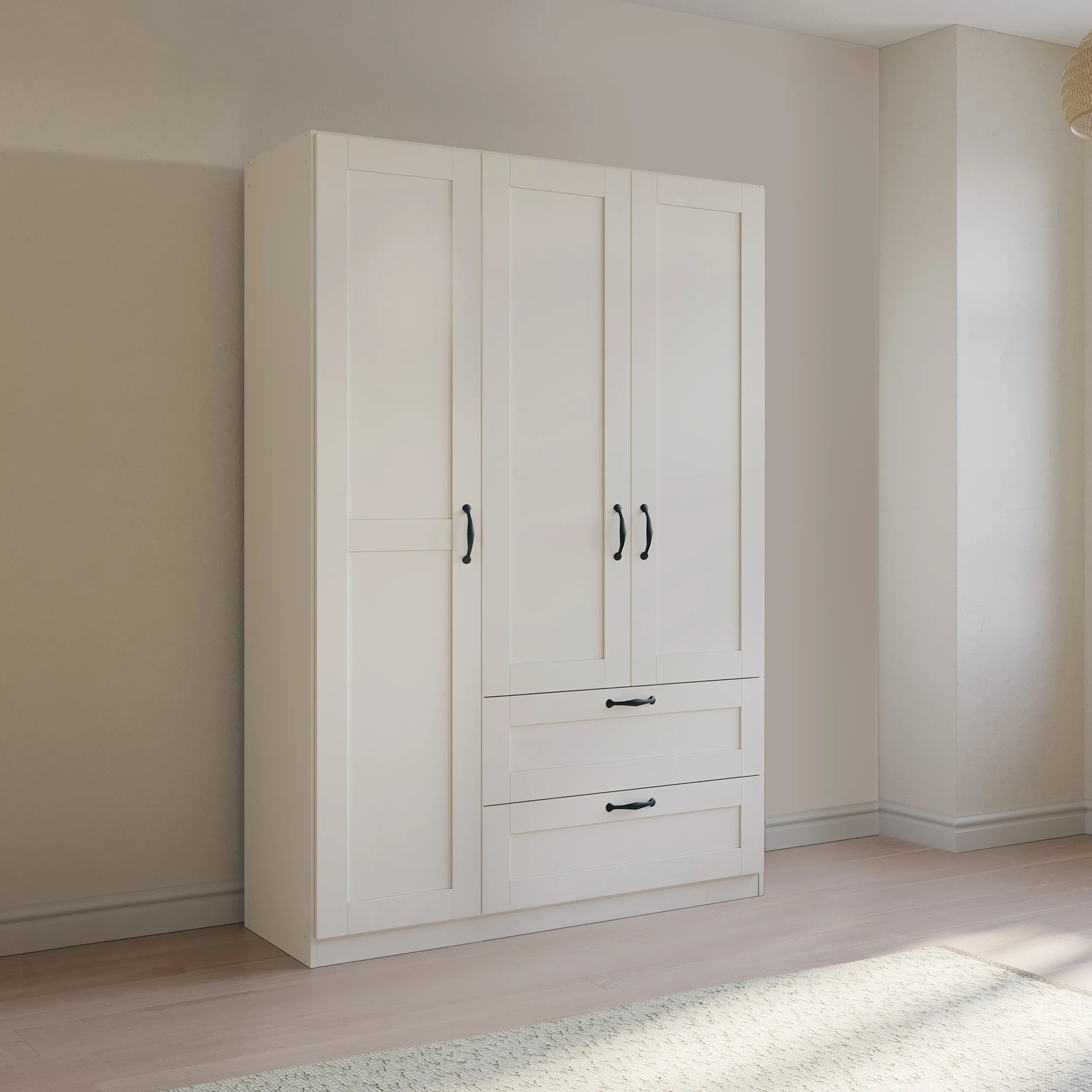 Kids Bedroom White 3 Door Wardrobe with Drawers