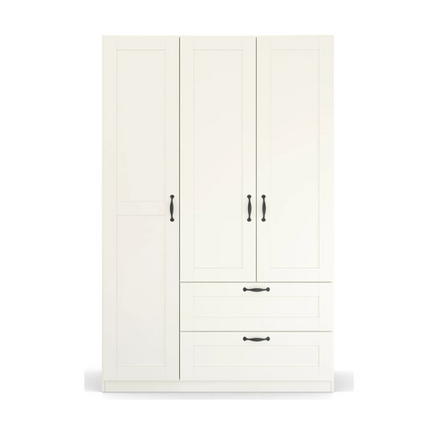 Gents White 3 Door Wardrobe with Drawers