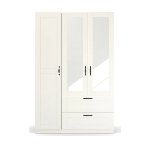 Small White 3 Door Wardrobe with Drawers