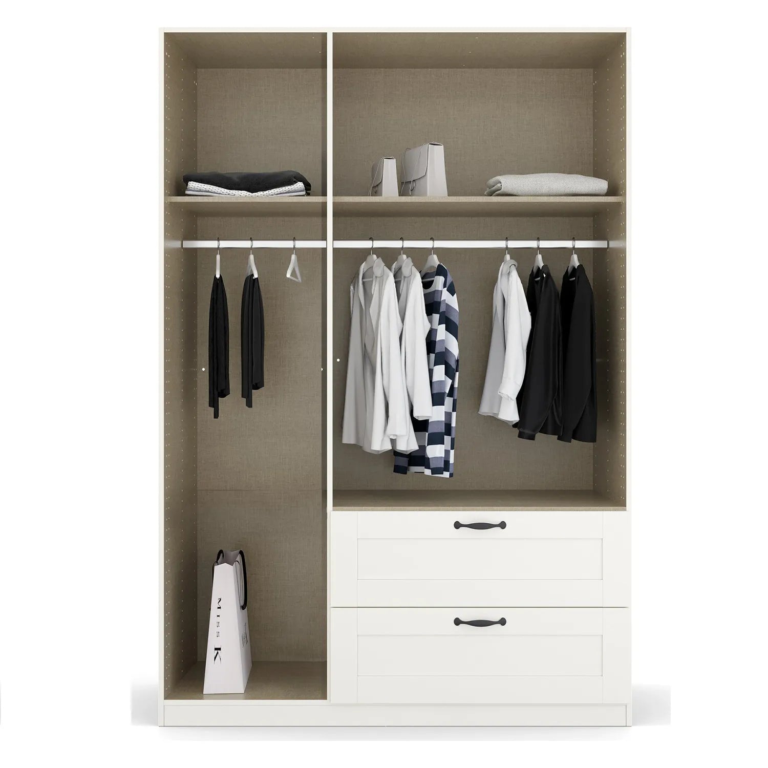 Rauch Cottage 136cm White 3 Door Wardrobe with Drawers