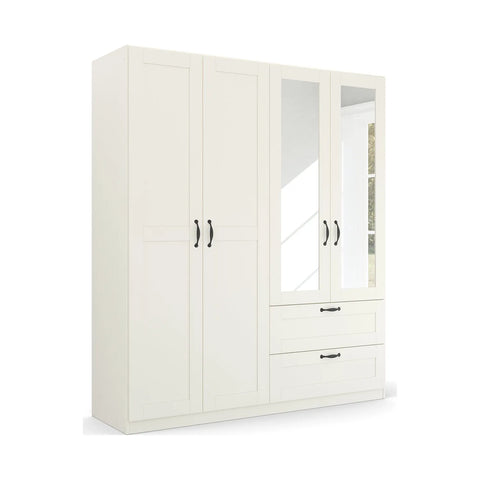 Rauch Cottage 181cm White 4 Door Wardrobe with Drawers