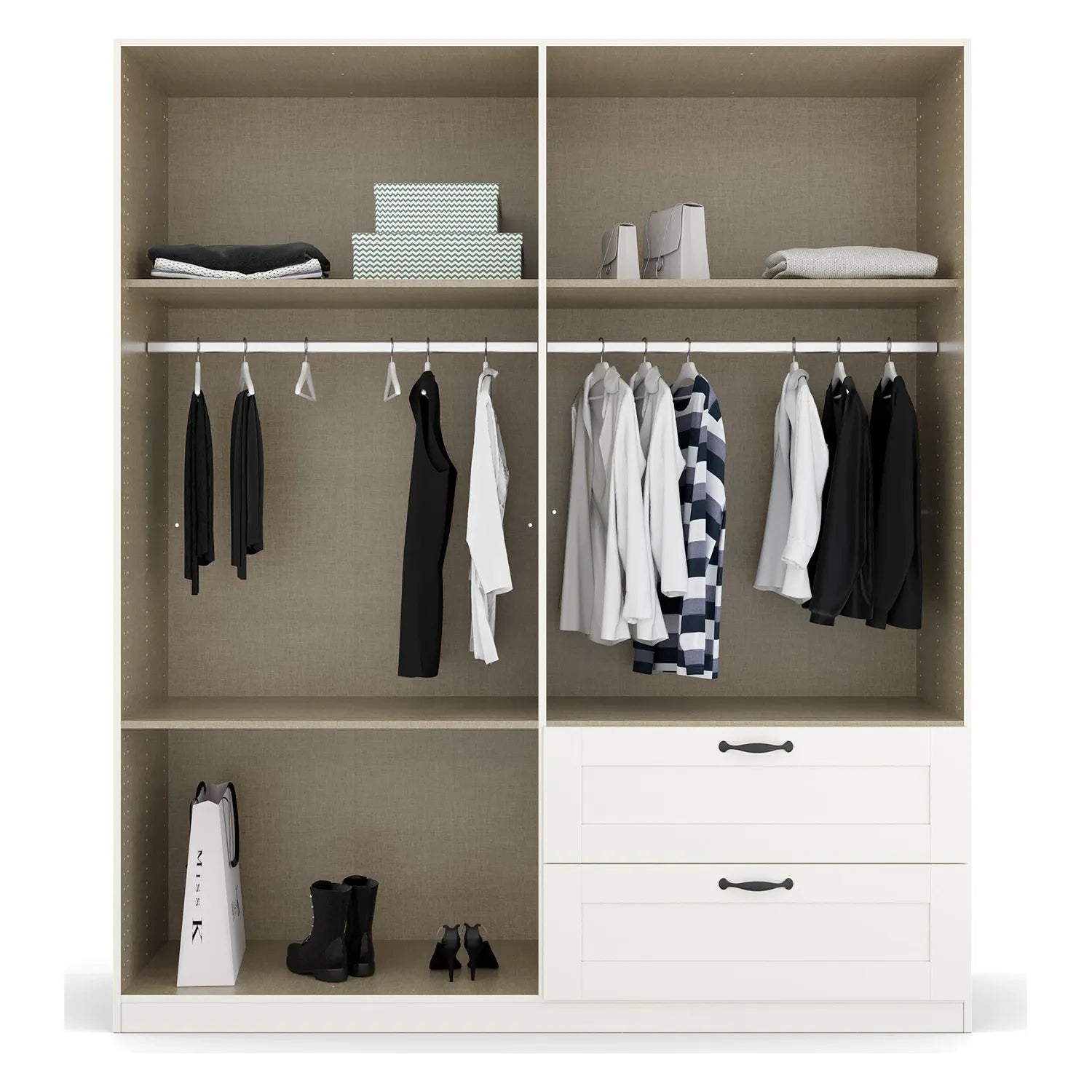 Rauch Cottage 181cm White 4 Door Wardrobe with Drawers