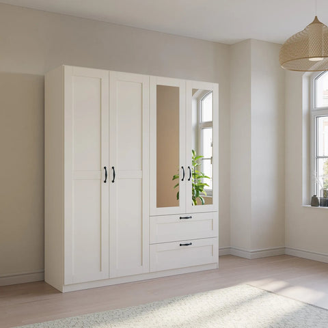 Rauch Cottage 181cm White 4 Door Wardrobe with Drawers