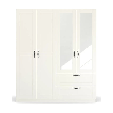 Rauch Cottage 181cm White 4 Door Wardrobe with Drawers