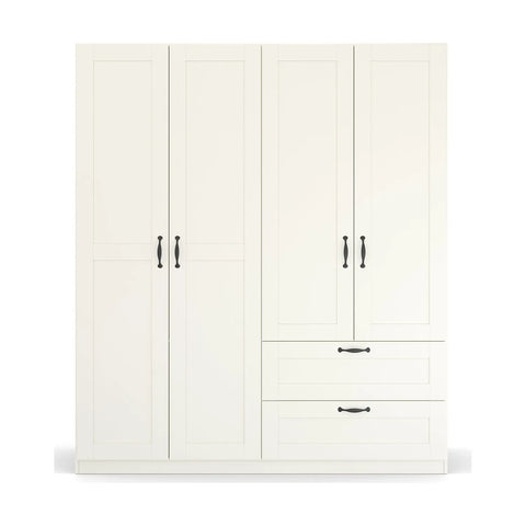 Rauch Cottage 181cm White 4 Door Wardrobe with Drawers