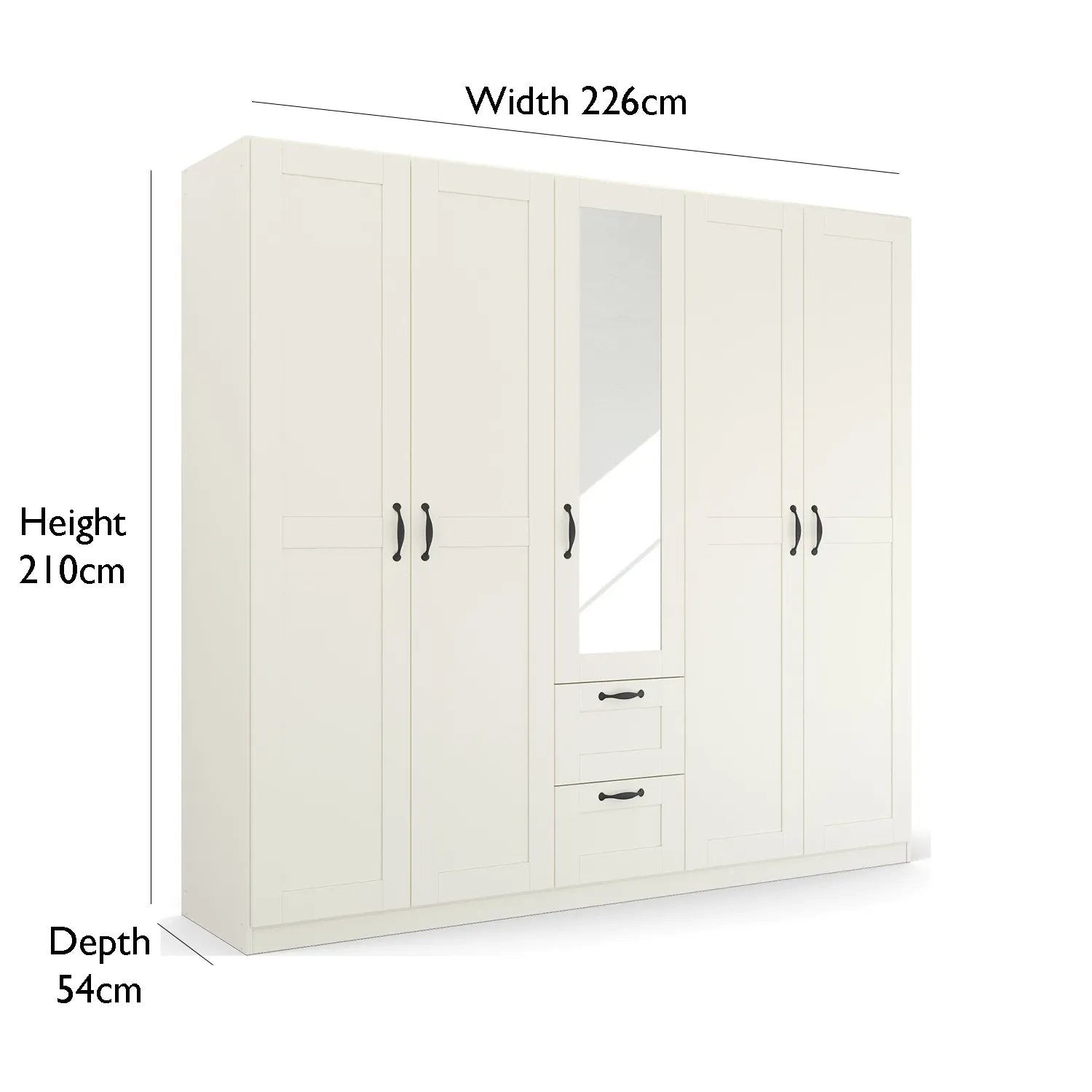 Rauch Cottage 226cm Wide 5 Door Wardrobe with Drawers