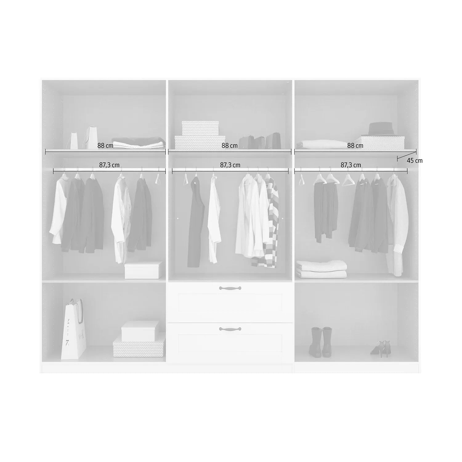 Rauch Cottage 271cm Wide 6 Door Wardrobe with Drawers