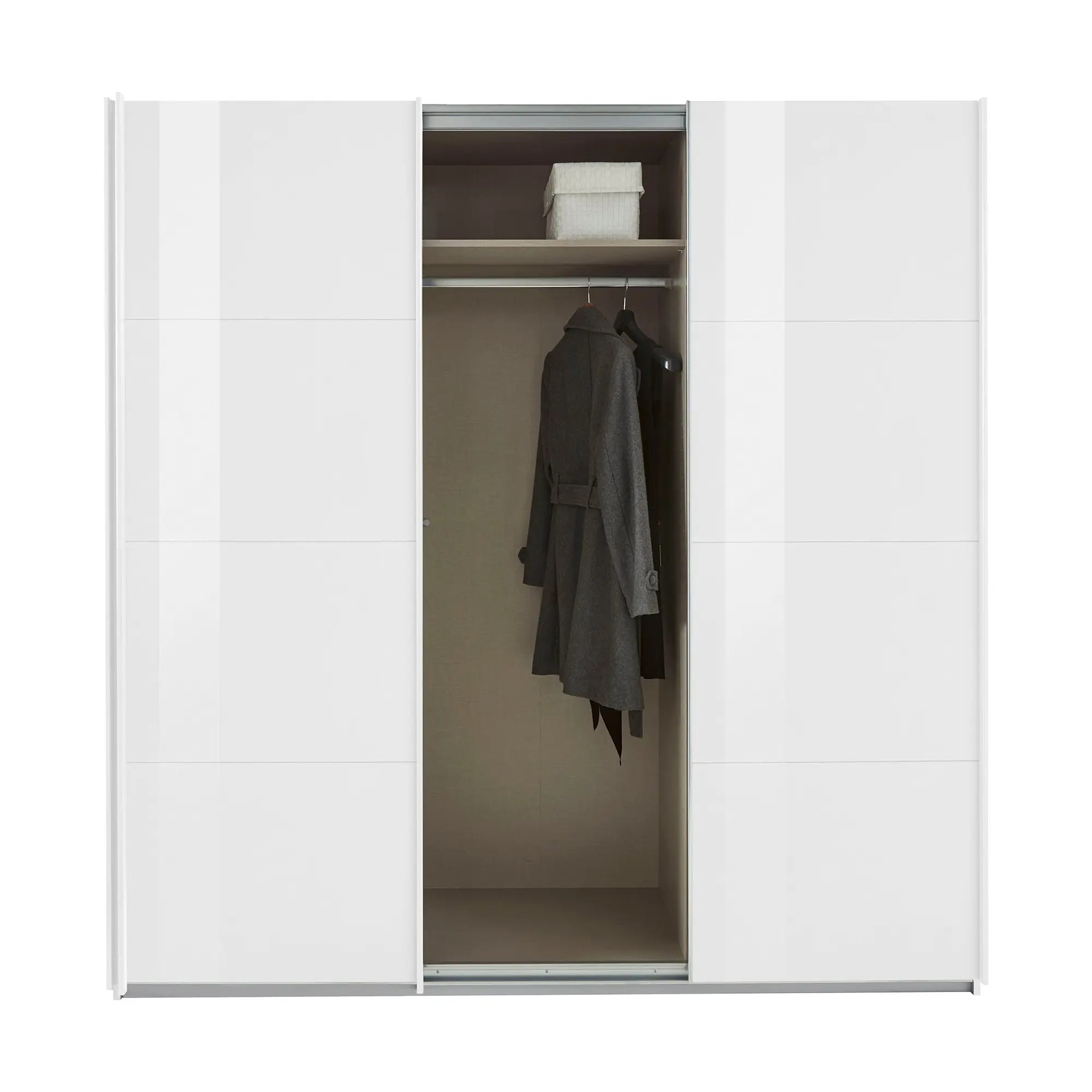 Rauch Forms 3 Door Sliding White Glass Wardrobe