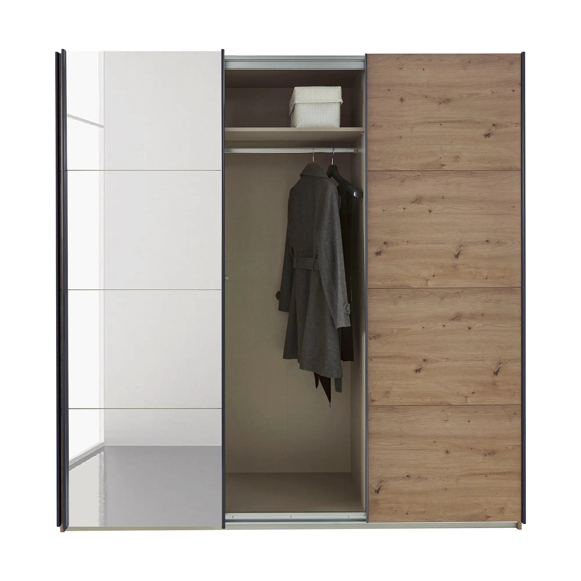 Rauch Forms Artisan Oak & Mirror 3 Door Sliding Wardrobe - Pendle Village Furniture