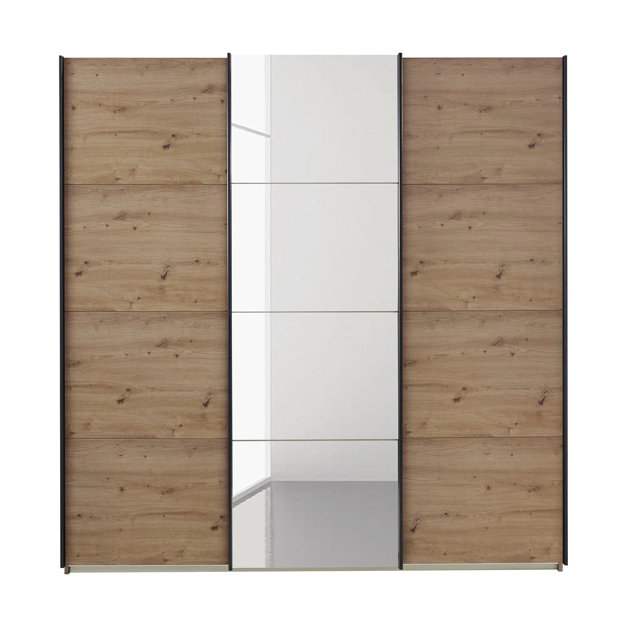 Rauch Forms Artisan Oak & Mirror 3 Door Sliding Wardrobe - Pendle Village Furniture