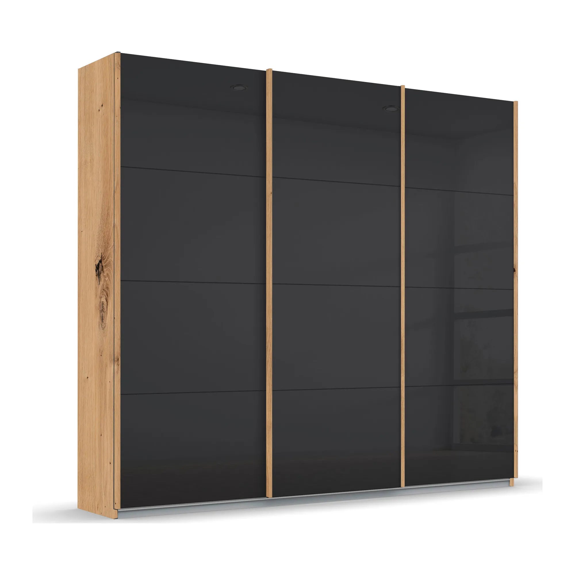 Rauch Forms Black Sliding Door Wardrobe with Shelves