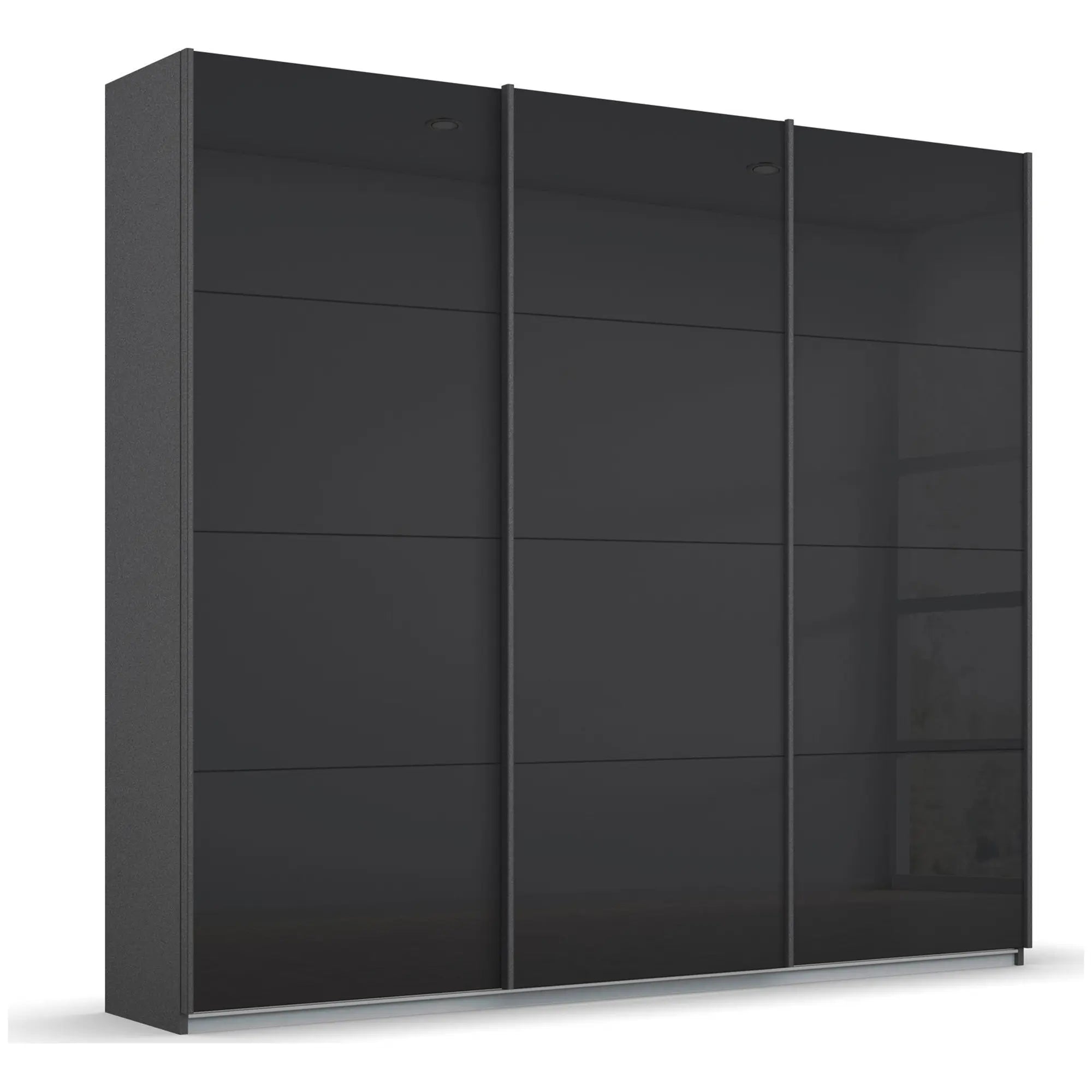 Rauch Forms Black Sliding Door Wardrobe with Shelves