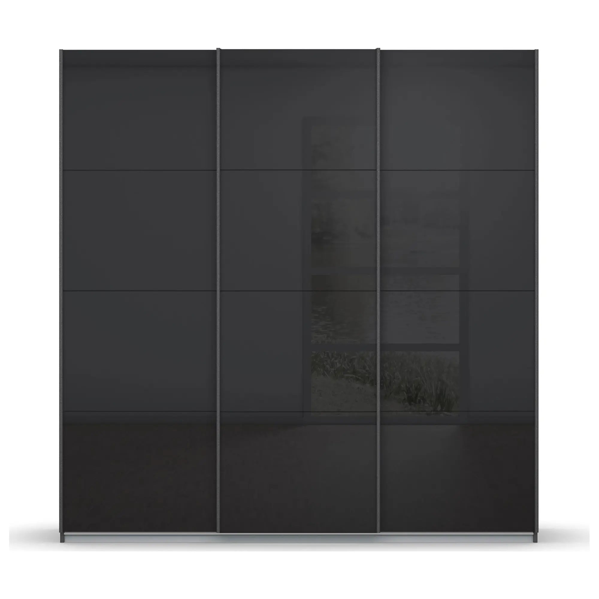 Rauch Forms Black Sliding Door Wardrobe with Shelves