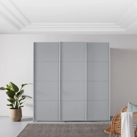 Rauch Forms Decor Sliding Door Wardrobe in Silk Grey, 3 Doors, 203cm/271cm Width, 210cm/229cm Height, Decor Finish. Free Delivery and Assembly. - Life Style Image