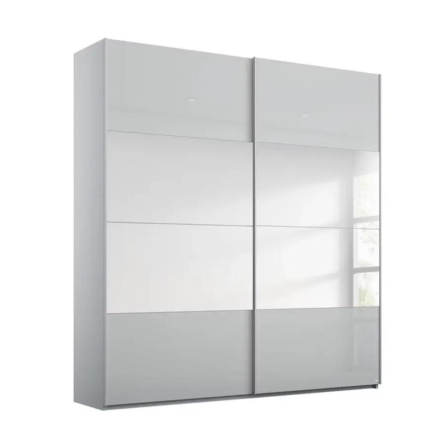 Rauch Formes Silk Grey  Glass 2 Door Sliding Wardrobe with Mirror