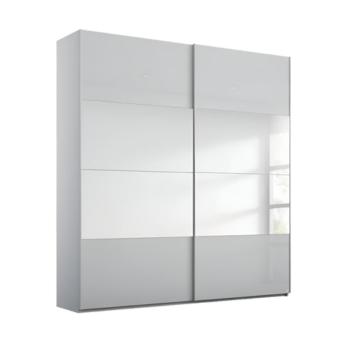 Rauch Formes Silk Grey  Glass 2 Door Sliding Wardrobe with Mirror