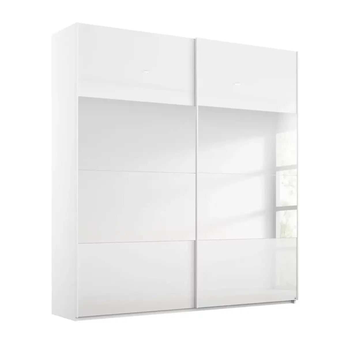 Rauch Formes White Crystal Glass 2 Door Sliding Wardrobe with Mirror