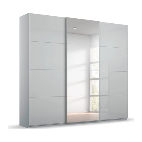 Rauch Forms Silk Grey Glass 3 Door Sliding Wardrobe with Mirror