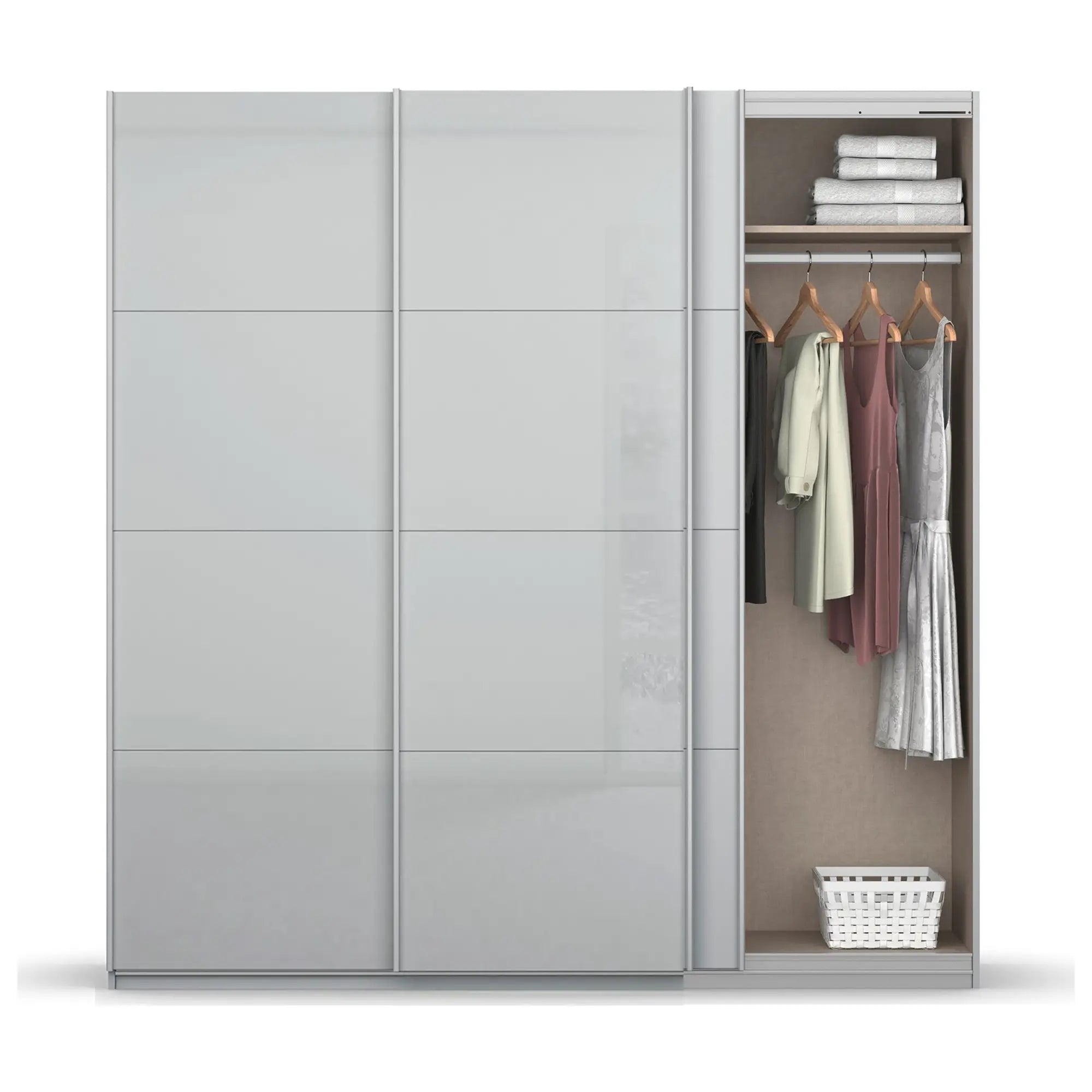 Rauch Forms Silk Grey Glass Triple Sliding Wardrobe