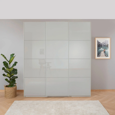 Rauch Formes Silk Grey Glass Front Sliding Door Wardrobe - Available in 203cm and 271cm widths, 210cm and 229cm heights with 3 sliding doors. Visit our Nelson, Lancashire store or buy online. Free delivery and assembly throughout England - Lifestyle Image