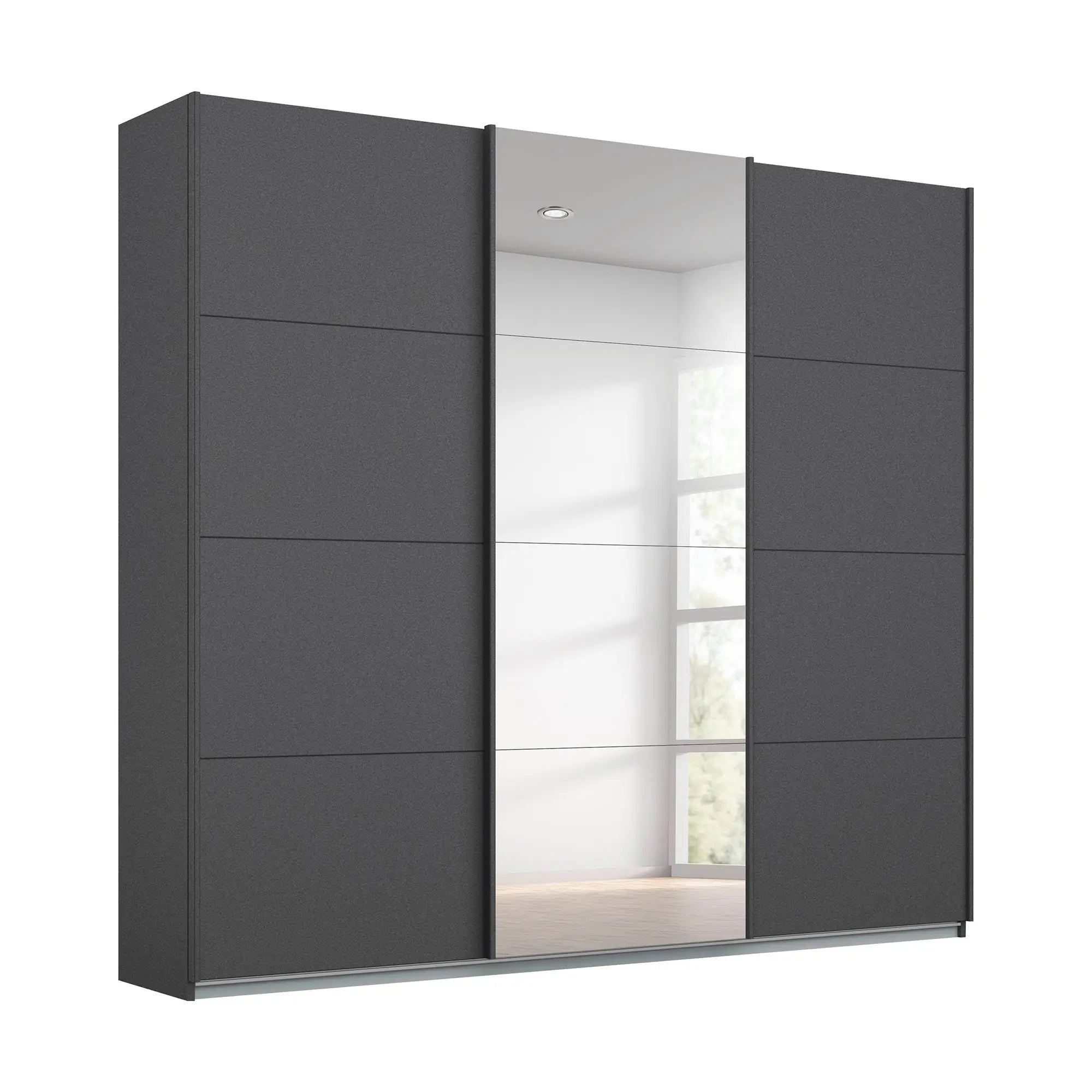 Rauch Forms Metallic Grey & Mirror 3 Door Sliding Wardrobe - Pendle Village Furniture