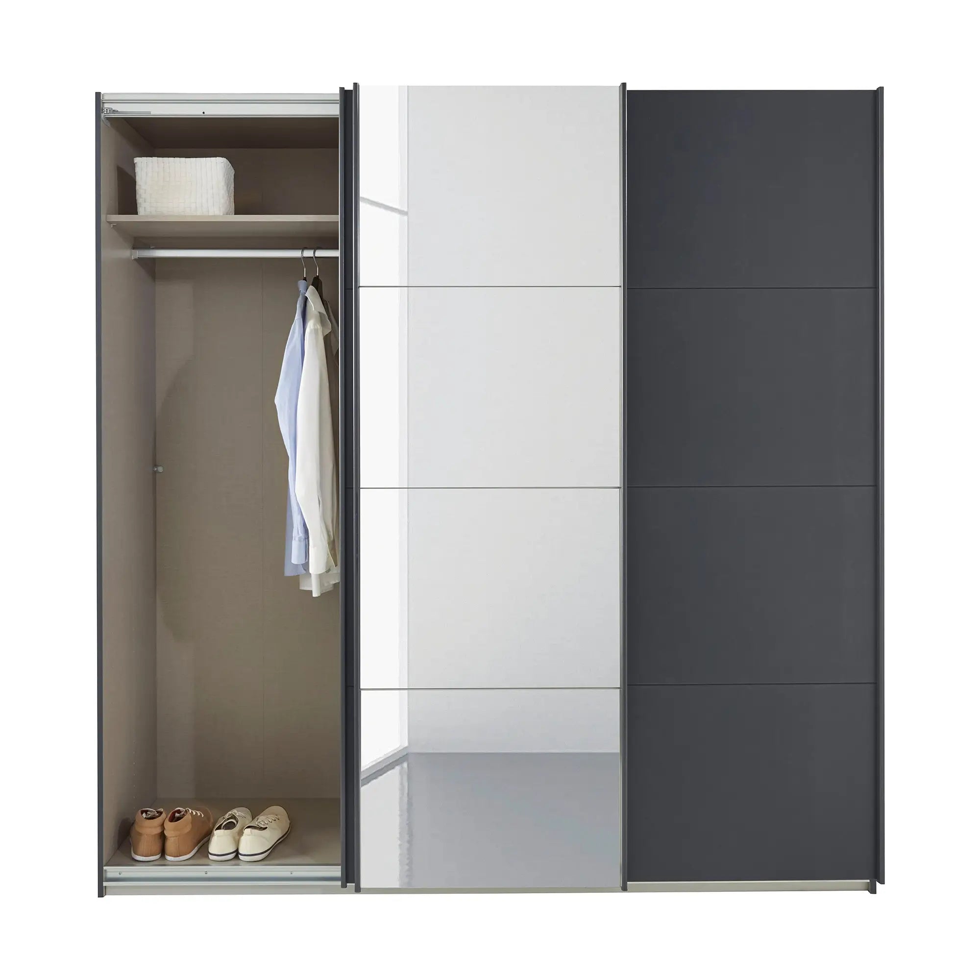 Rauch Forms Metallic Grey & Mirror 3 Door Sliding Wardrobe - Pendle Village Furniture