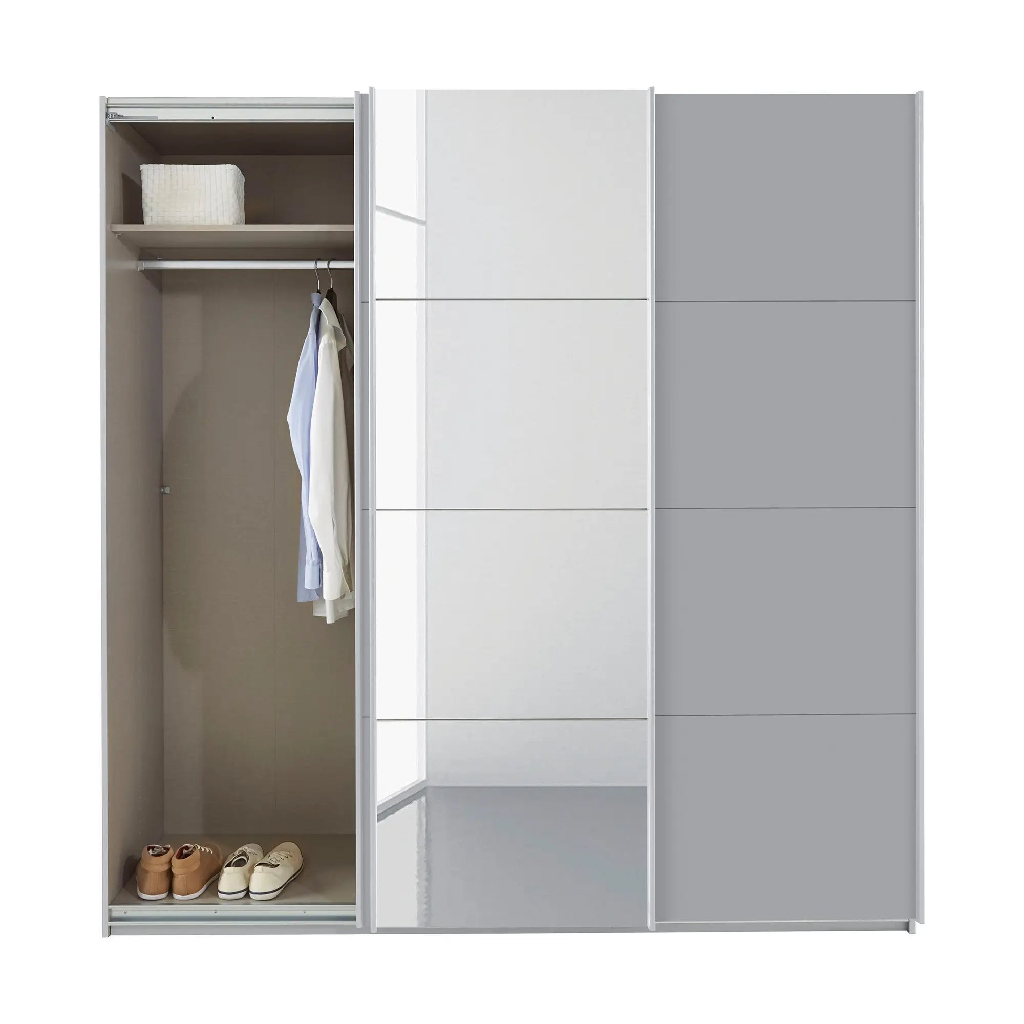 Rauch Forms Silk Grey & Mirror 3 Door Sliding Wardrobe - Pendle Village Furniture