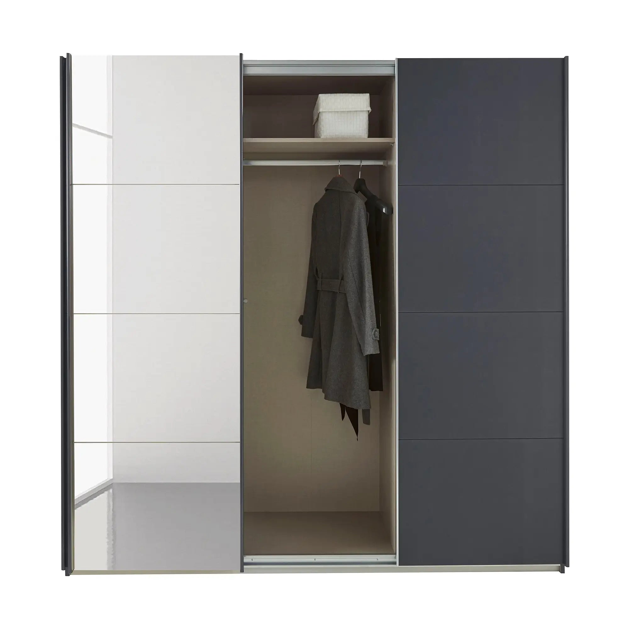 Rauch Forms Metallic Grey & Mirror 3 Door Sliding Wardrobe - Pendle Village Furniture