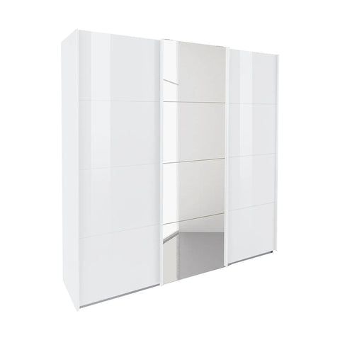 Rauch Forms White High Gloss Sliding Door Wardrobe with Mirror available in 2 heights 210cm and 229cm 