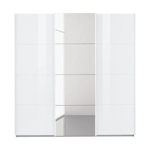 Rauch Forms White High Gloss 3 Door Sliding Wardrobe with Mirror