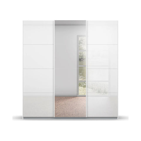 Rauch Forms White Glass 3 Door 271cm Sliding Wardrobe with Mirror